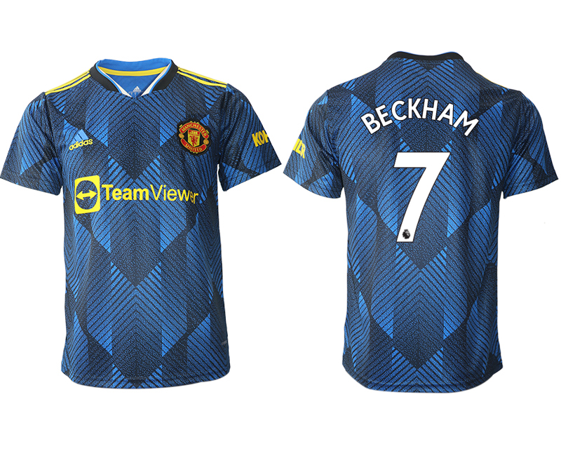 Cheap Men 2021-2022 Club Manchester United Second away aaa version blue 7 Soccer Jerseys